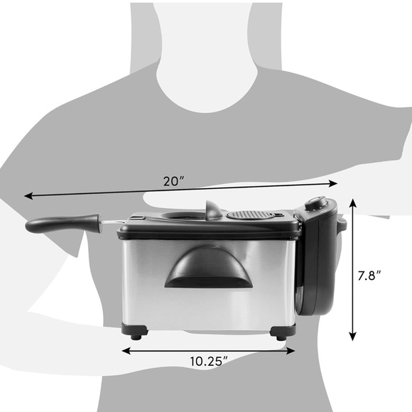 2QT. Stainless steel deep fryer with lid - Picture 3 of 16